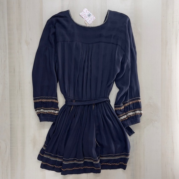 NWT $148 FREE PEOPLE Delilah midnight long sleeve boho mini dress XS - Picture 8 of 9